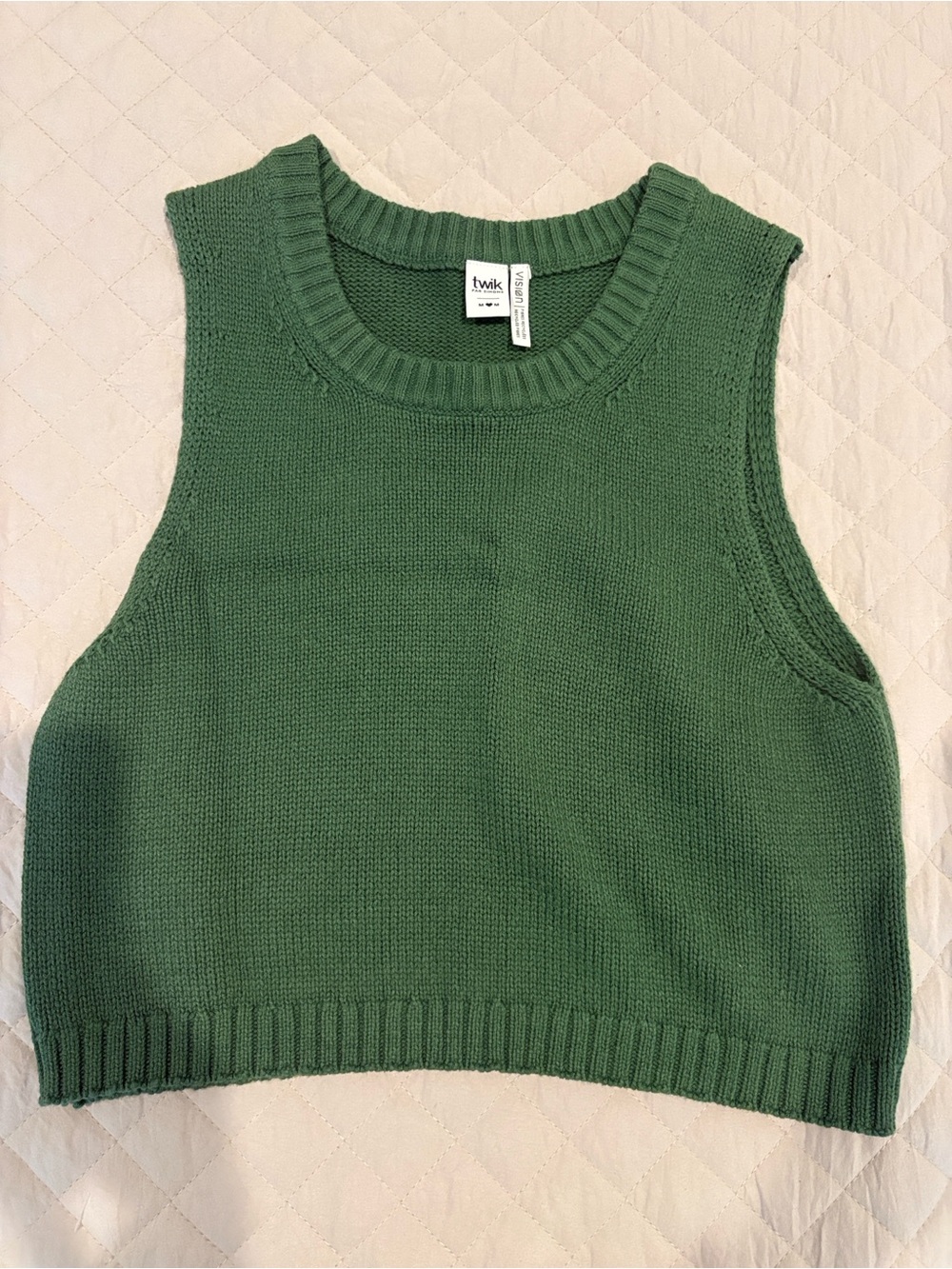 Simons Twik Moss Green Knit Sleeveless Vest